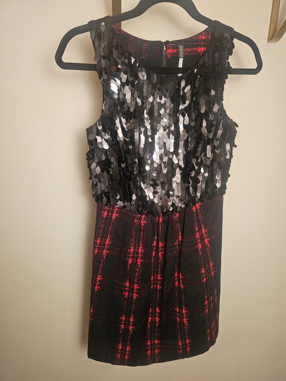 Plenty By Tracy Reese Anthropologie Plaid and Sequin Minidress